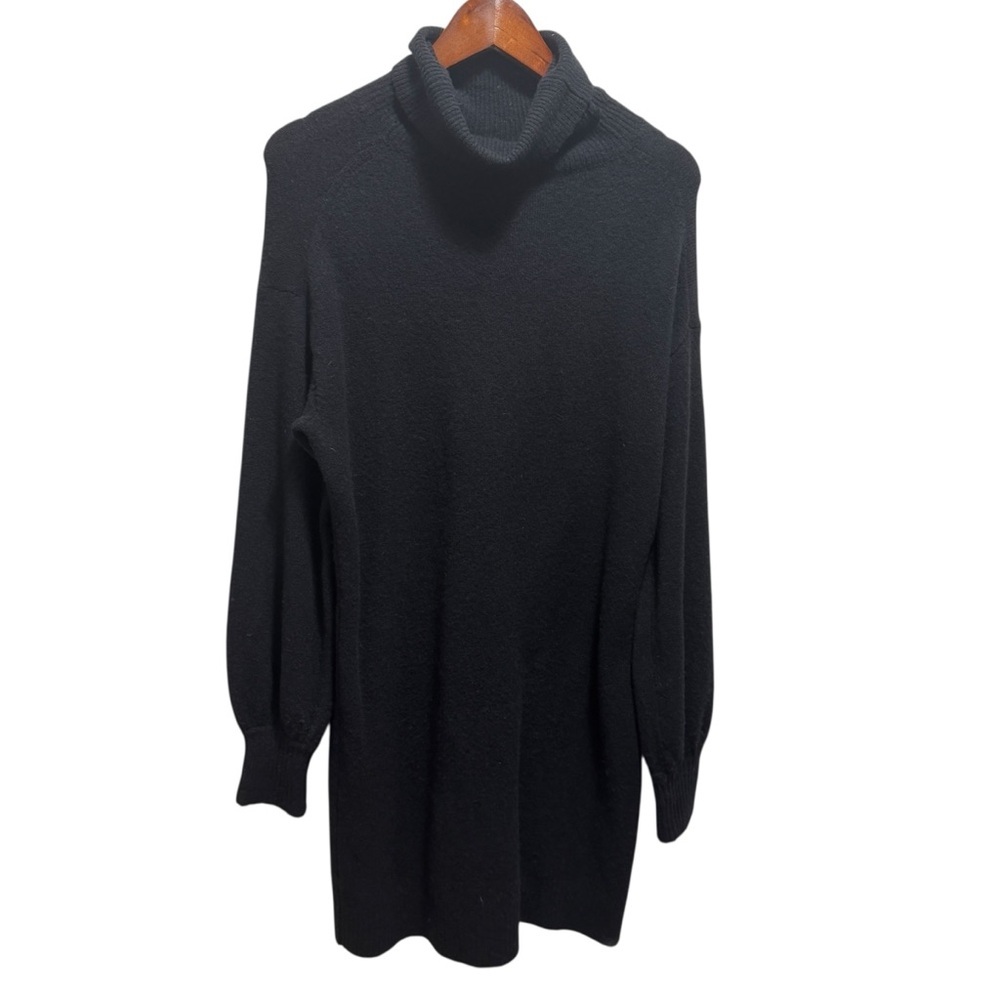 J Crew Black Merino Wool Turtleneck Long Sleeve Dress Size Large - Picture 2 of 11